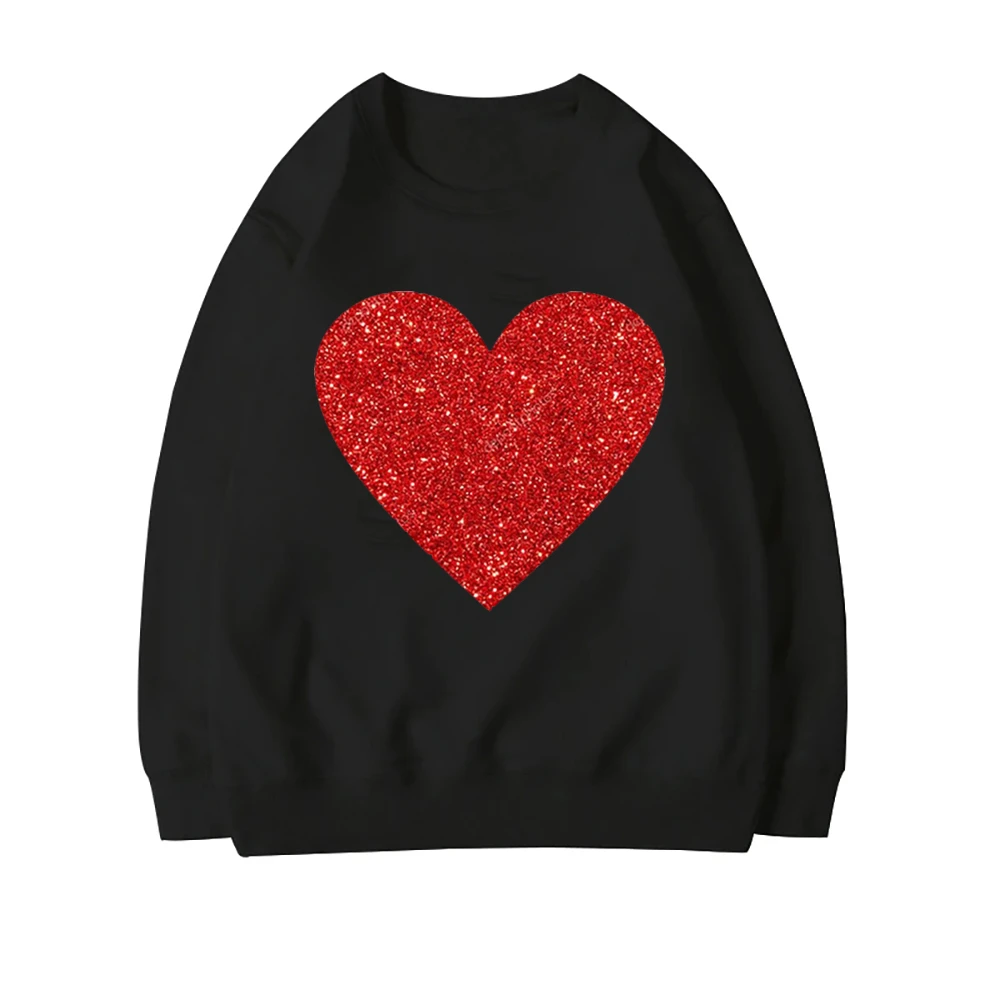 Mamá y yo Camisas del Día de San Valentín Sudadera con forma de corazón brillante Mamá y mini suéteres Moda Vacaciones Familia Ropa a juego - imagen 5