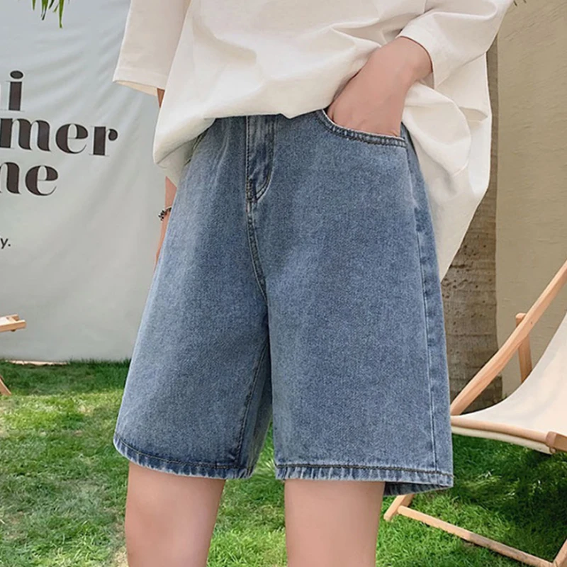 Pantalones cortos de mezclilla para mujeres embarazadas, cinturón ajustable, pantalones sueltos de verano para el vientre, pantalones vaqueros de cintura alta, pantalones casuales de maternidad - imagen 4