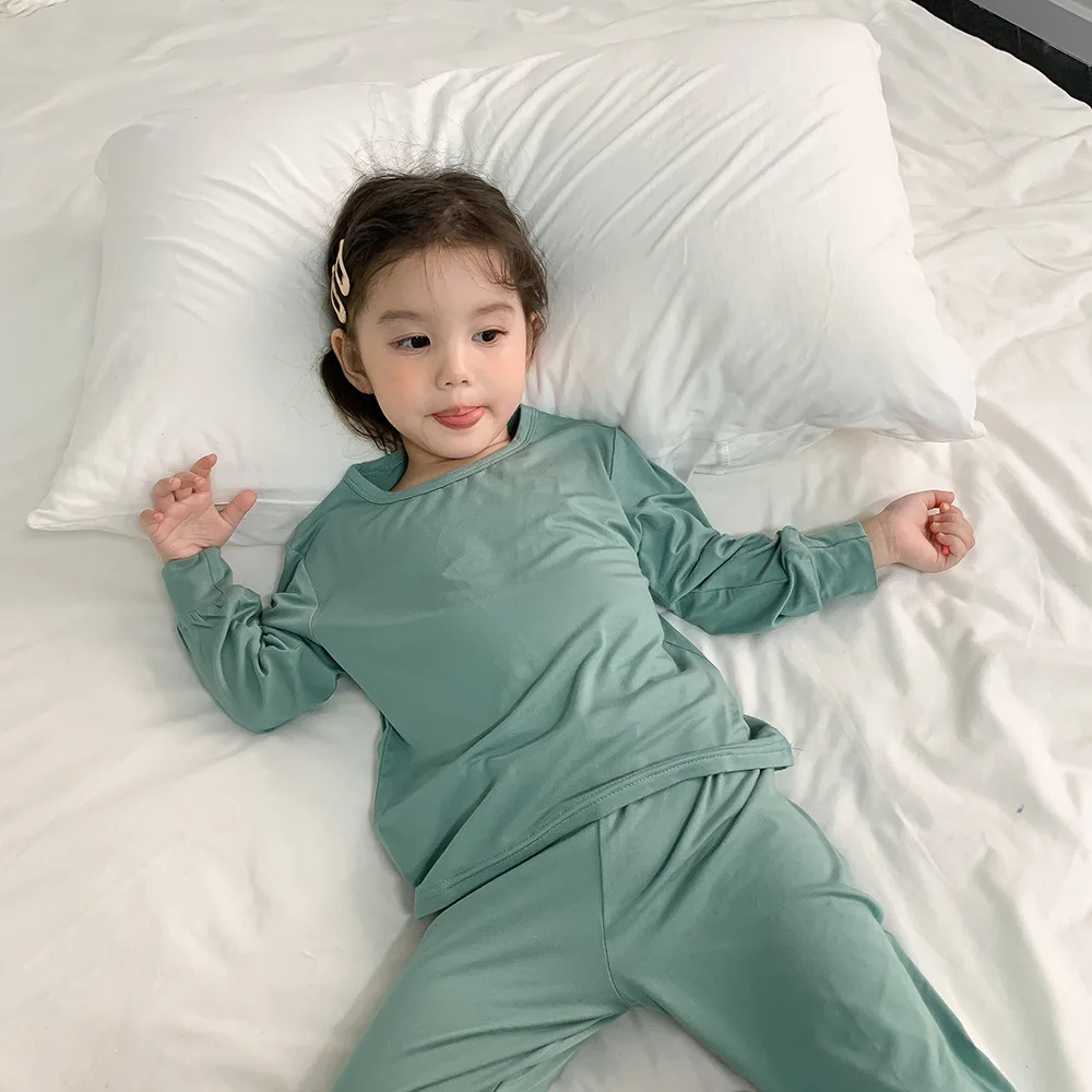Conjunto de pijama infantil de modal cintura alta, estilo coreano - imagen 4