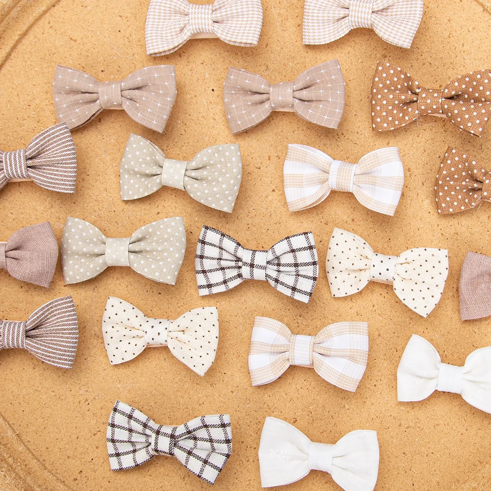 10 unids/set Mini pinzas para el pelo con lazo para niñas, bonitos lazos para el pelo a cuadros con estampado de Froal, horquillas de guingán a cuadros, sombreros de seguridad coreanos para niños - imagen 4