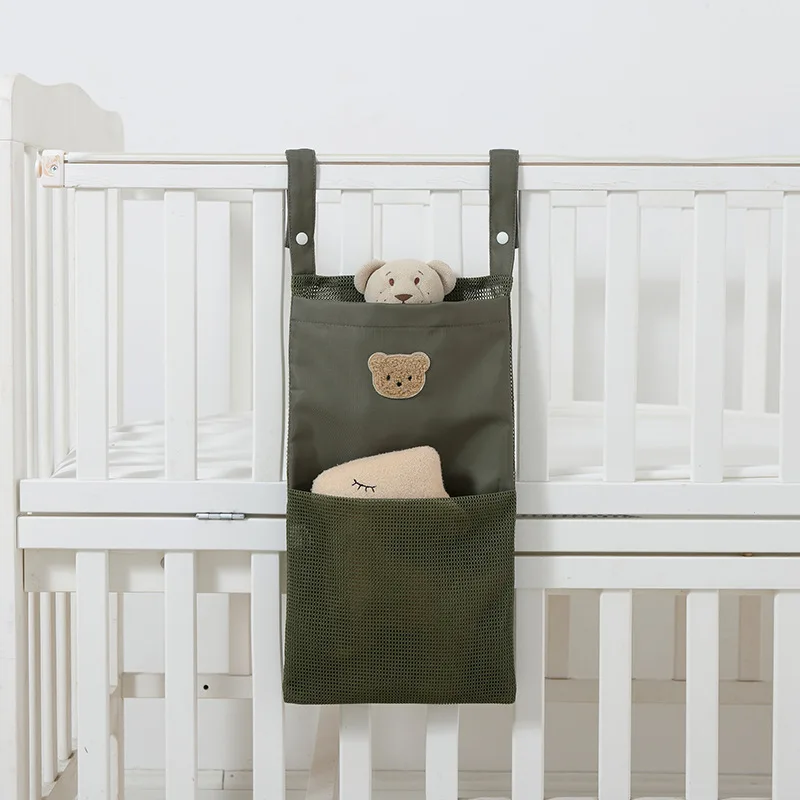 Organizador de cabecera de malla transpirable, bolsa de almacenamiento multibolsillo para bebé con diseño ventilado, organizador colgante Universal para parque infantil de cuna - imagen 2