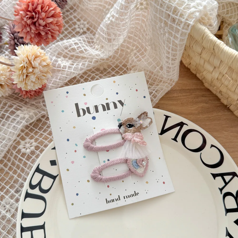 2 unids/bolsa Primavera Verano Rosa BB Clip niños Clip de pelo lindo seta conejo niñas Clips laterales para el cabello Kawaiii lindos accesorios para el cabello - imagen 4