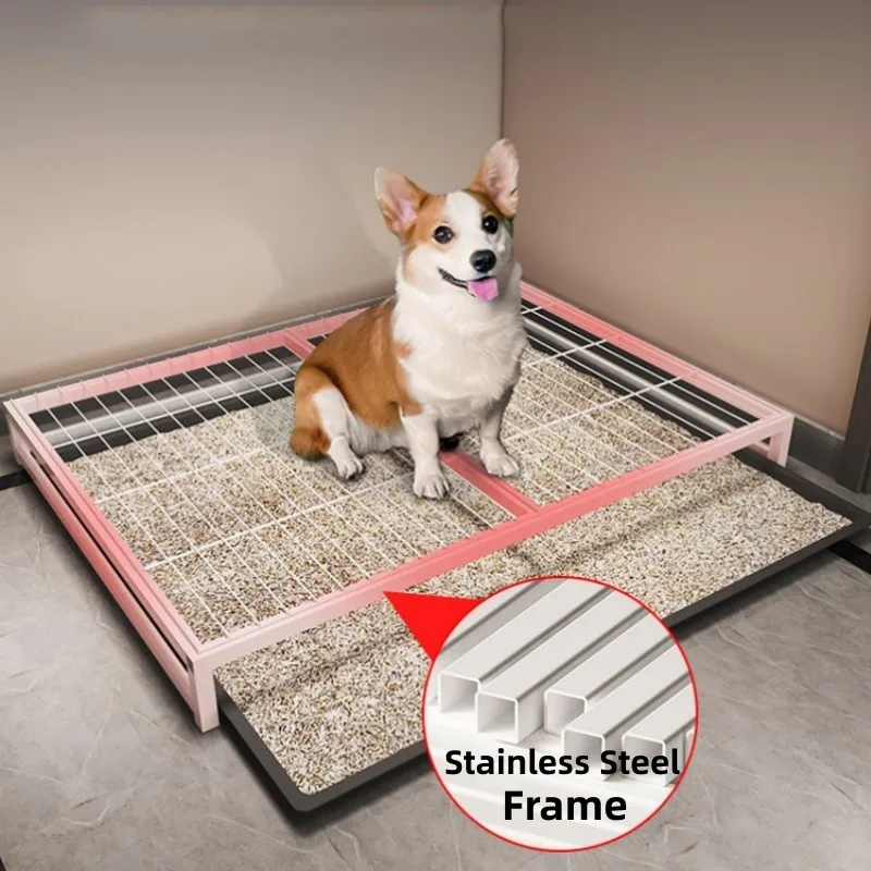 Caja de arena de acero inoxidable para perros, inodoro lavable para entrenamiento de cachorros, Herramientas de limpieza, suministros para mascotas - imagen 3