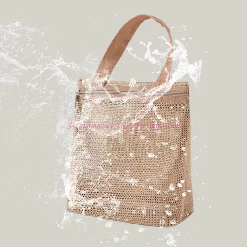 85AE Bolsa almacenamiento hueca, bolsa viaje, bolsa pañales multifuncional, bolso malla Color sólido, bolso - imagen 3