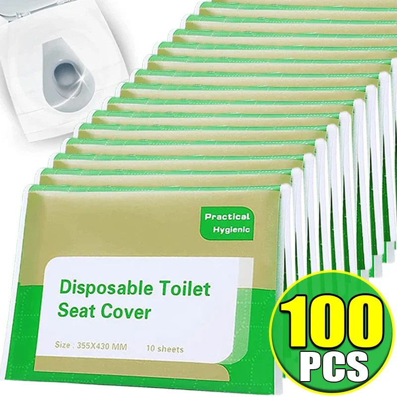 Cubierta de alfombrilla para inodoro de baño, asiento de inodoro desechable portátil, almohadillas de viaje para acampar y Hotel, cubiertas de papel para inodoro de agua Soluble degradable
