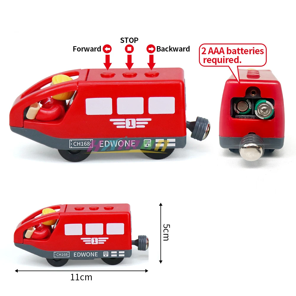 Tren eléctrico magnético con muñeca pequeña, juguete con ranura fundida, vía de madera, locomotora Compatible, tren de ferrocarril eléctrico para niños - imagen 2