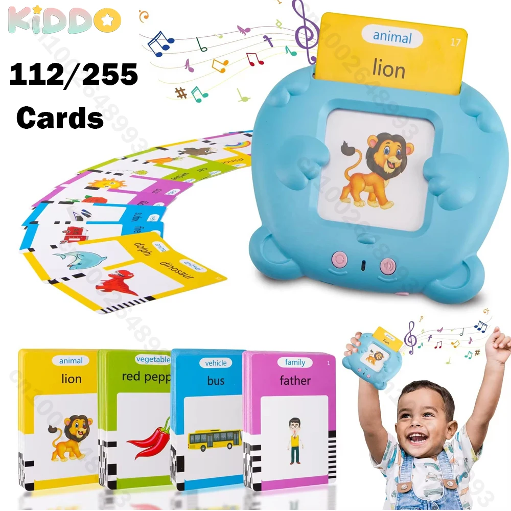 Tarjetas Flash parlantes, tarjetas de entrenamiento para bebés, 225/112 palabras visuales, juguetes educativos para niños pequeños, juguetes Montessori, terapia de voz, Navidad