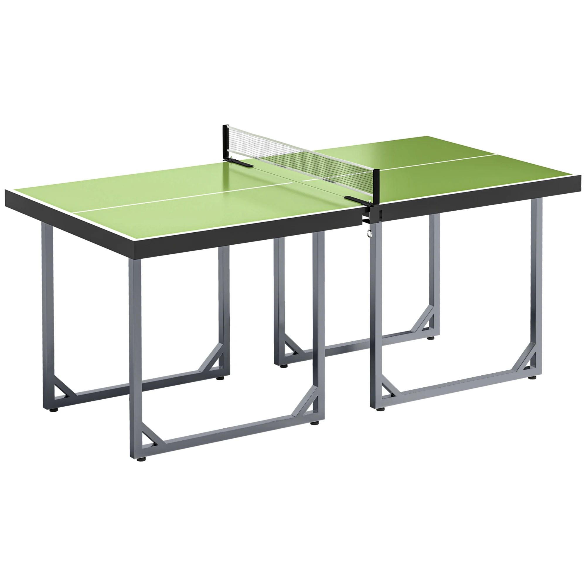 HOMCOM Mesa de Ping-Pong Plegable, 182x91cm, Fácil de Transportar, Resistente a la Intemperie, Estable, Mesa de Tenis con Red y Marco de Acero, para Interior y Exterior, Verde
