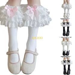 QX2D Calcetines de lazo para niños algodón peinado rayas anchas