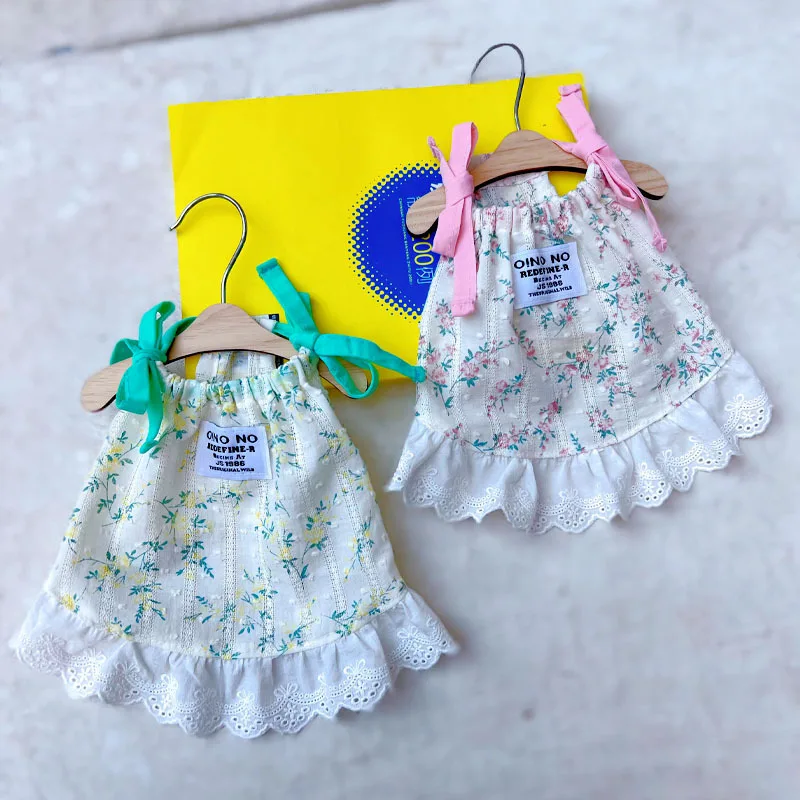 Vestido fresco para mascotas, camisola Floral bordada, chaleco con lazo para perro, Top para perro pequeño, vestidos para perros pequeños, ropa para cachorros - imagen 2