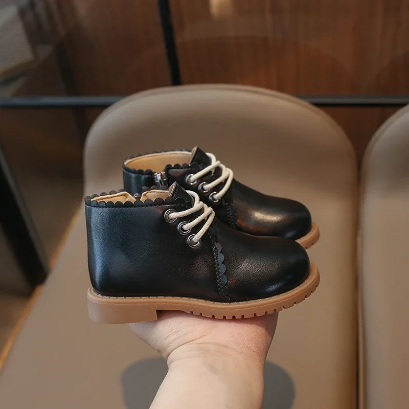 Zapatos de cuero para niñas, botas cómodas, antideslizantes, suela suave, zapatos de princesa, talla 21-30, Primavera - imagen 3