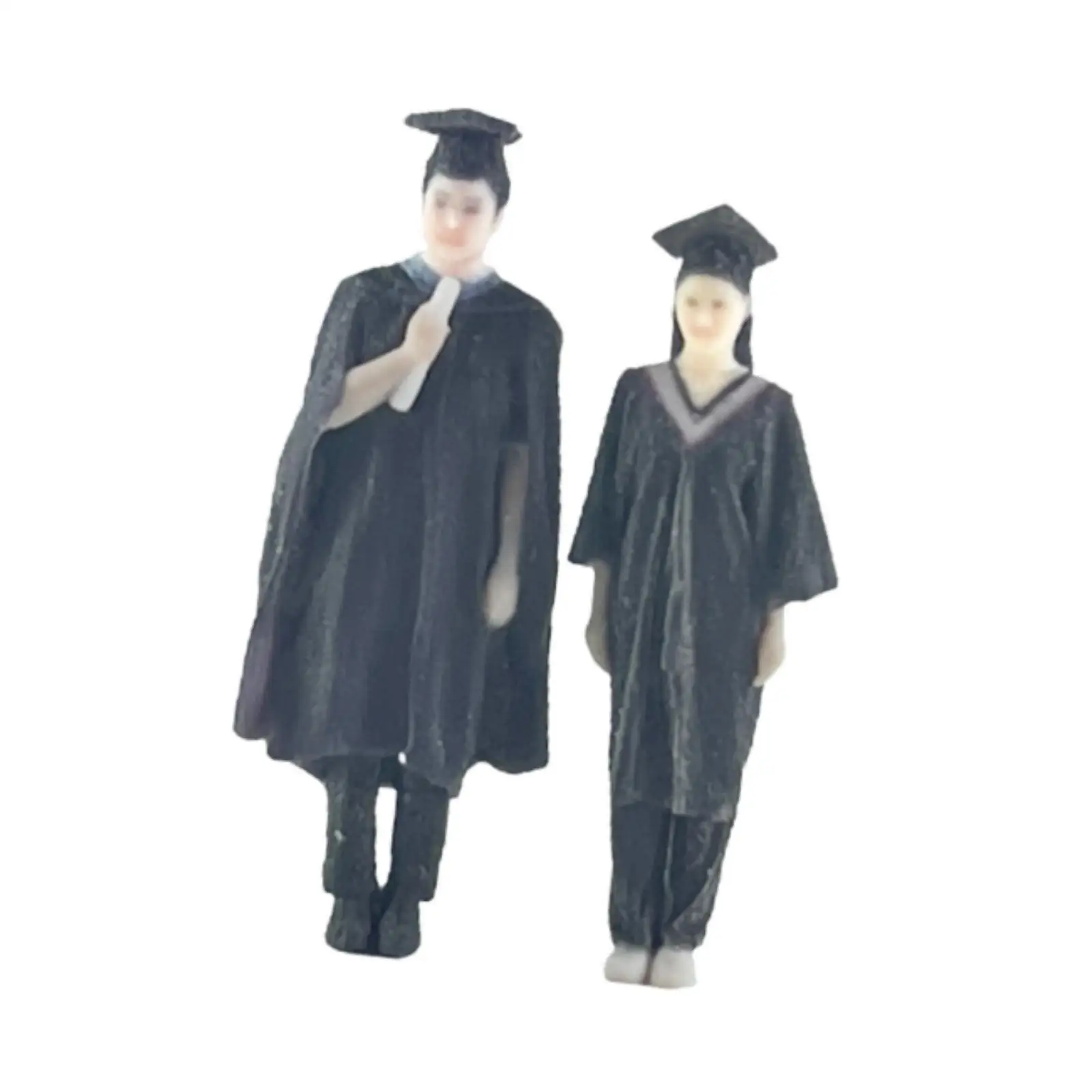 2Pcs 1/64 Scale People Figures Realistic Sculpture Crafts Resin for Landscape Layout Miniature Scene Photo Props Diorama Scenery