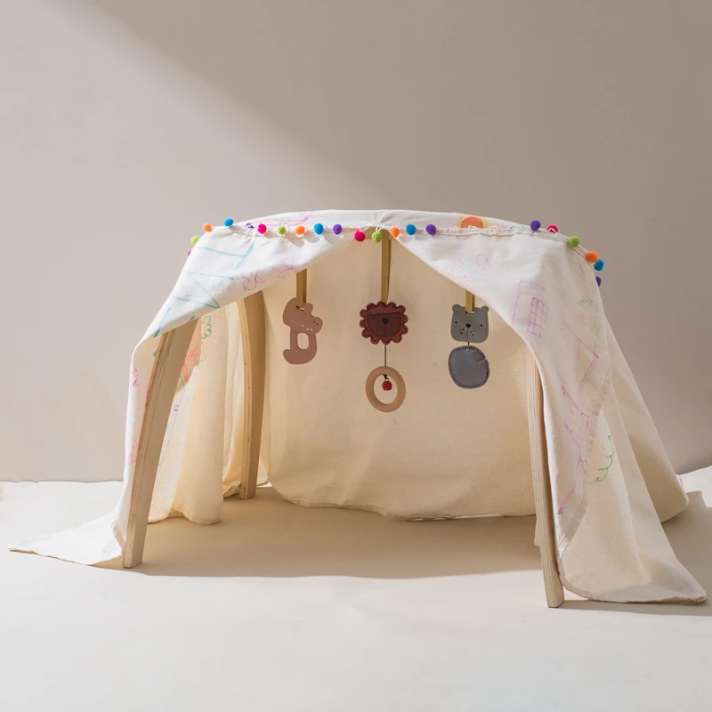 Alfombra de madera para gimnasio de bebé, actividades para tienda de bebés, colgador colgante, actividades para cochecito de bebé, juguetes, actividades en habitación de madera, gimnasio - imagen 3