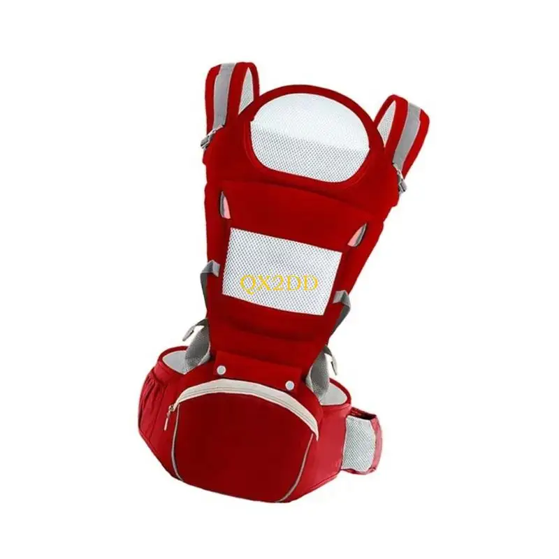 QX2D Bebé transpirable Correa transporte con taburetes ergonómicos cintura Distribución peso para bebés niños - imagen 2