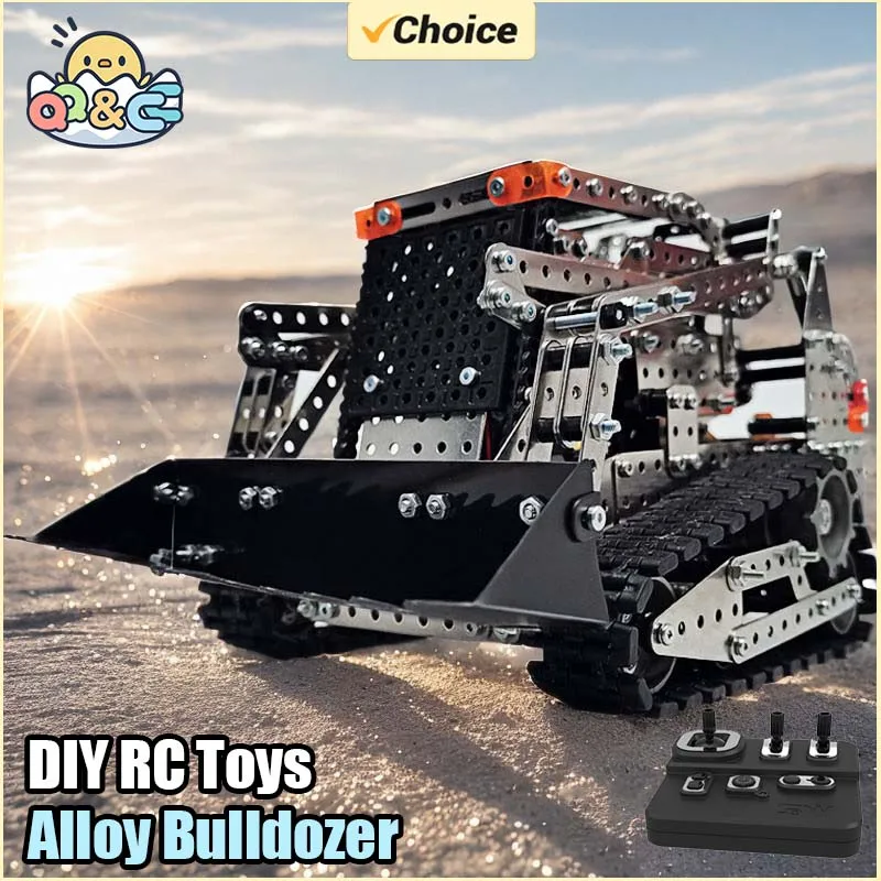 RC Bulldozer DIY de acero inoxidable ensamblado SW (RC) 008 camión con orugas 2,4G Control remoto 10 canales rompecabezas juguetes de bloques de construcción