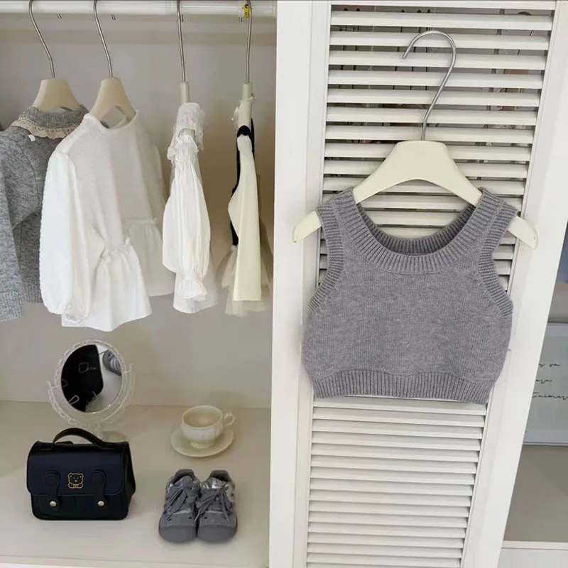 MILANCEL, nuevo conjunto de ropa de otoño para niños, 1-6T, estilo Preppy, chaleco fino para niñas, camisa y falda, traje holgado con lazo coreano para niños, 3 uds. - imagen 4