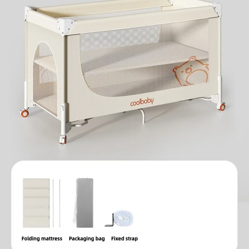 Cuna plegable de bebé ajustable con ruedas silenciosas