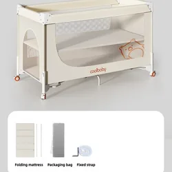 Cuna plegable de bebé ajustable con ruedas silenciosas