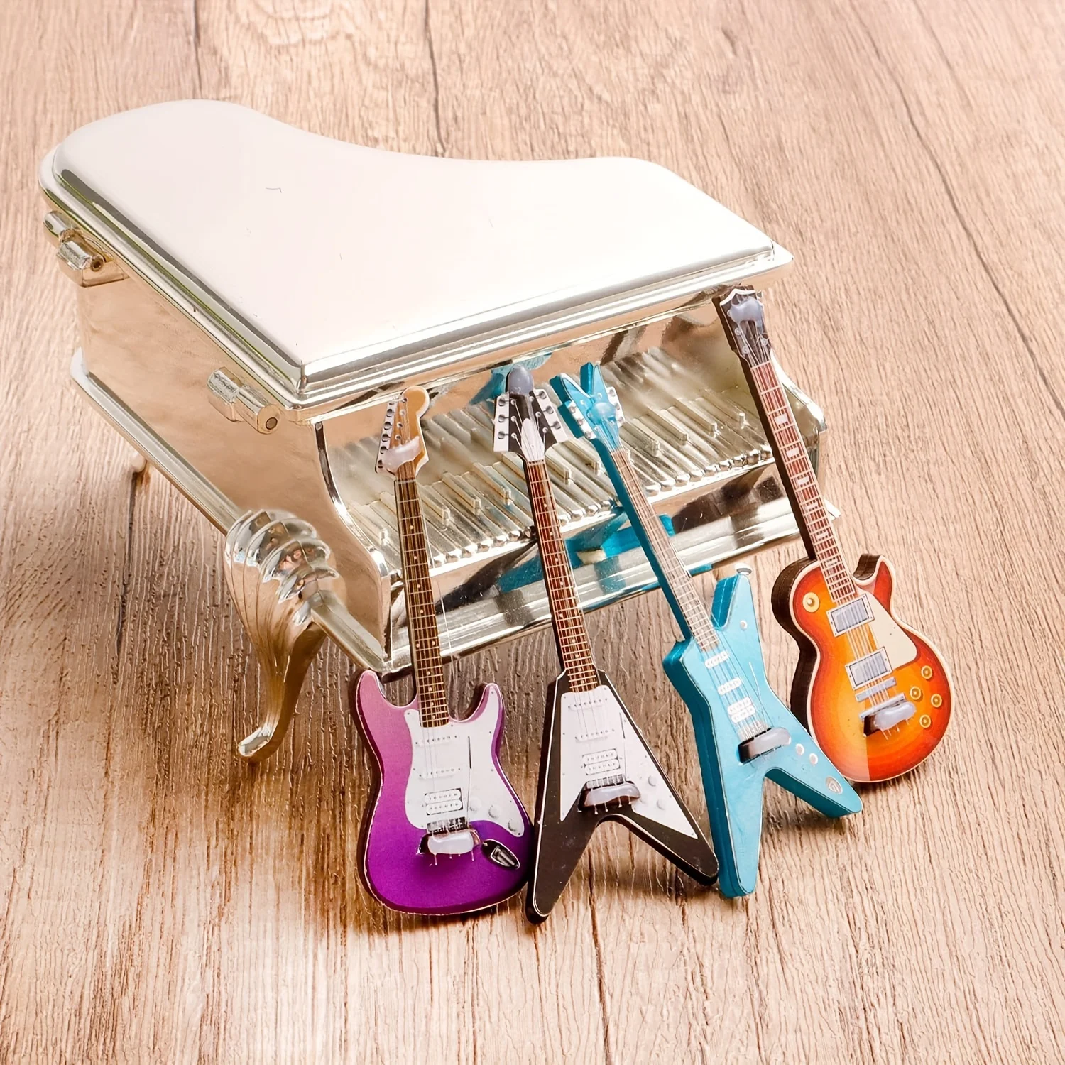 Mini guitarra eléctrica de simulación, accesorios de escena en miniatura a juego, modelo de casa de muñecas, 1/4 Uds. - imagen 5