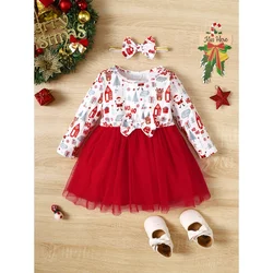 Vestido navideño Daliy para niña – Manga larga con tocado