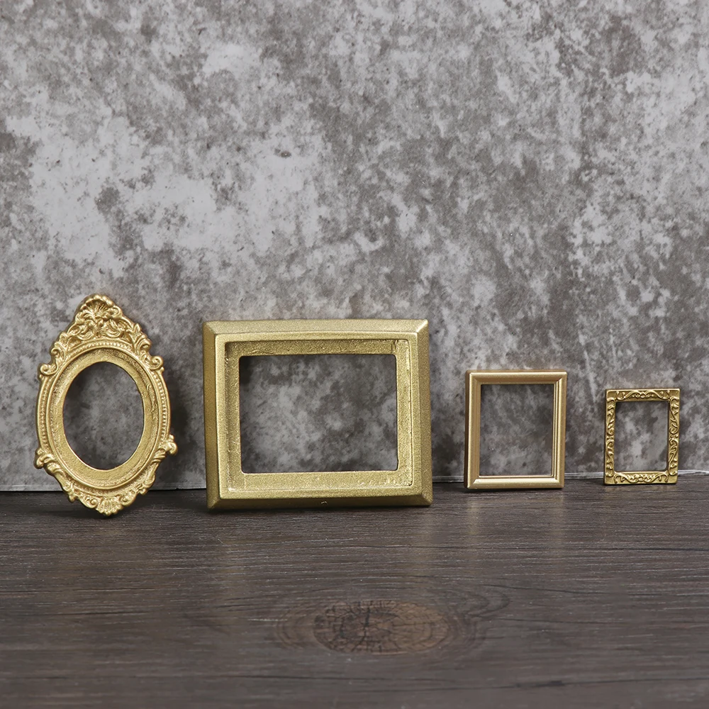 Marcos miniatura para casa de muñecas con espejo vintage plástico - imagen 3