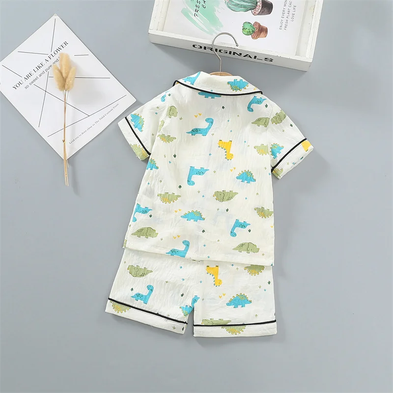 Nueva ropa de verano para bebés, traje para niños, ropa de dormir, camisa de manga corta, pantalones cortos, 2 unids/set, conjunto de ropa para niñas, pijamas infantiles