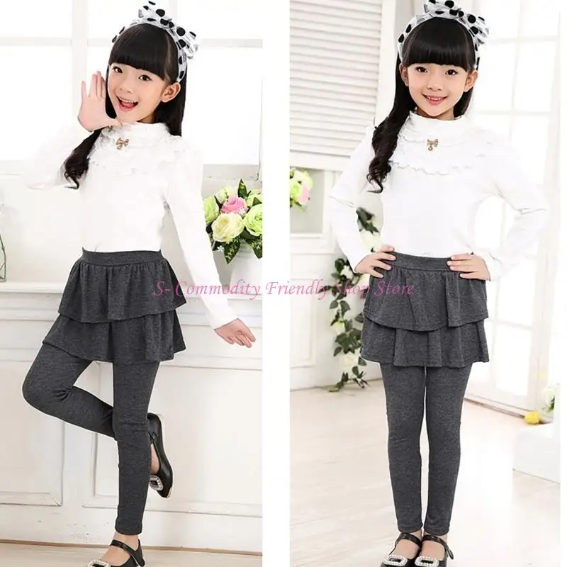85AE Leggings con falda de volantes para niña – Algodón cómodo - imagen 3