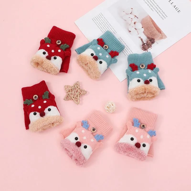 Guantes de forro polar con tapa abatible para niños – Estampado renos - imagen 3
