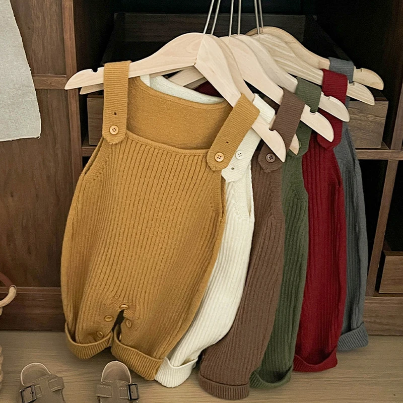 Mono de primavera y otoño para bebé, monos tejidos para niños y niñas, pantalones tejidos para niños, traje para gatear, peleles para niños