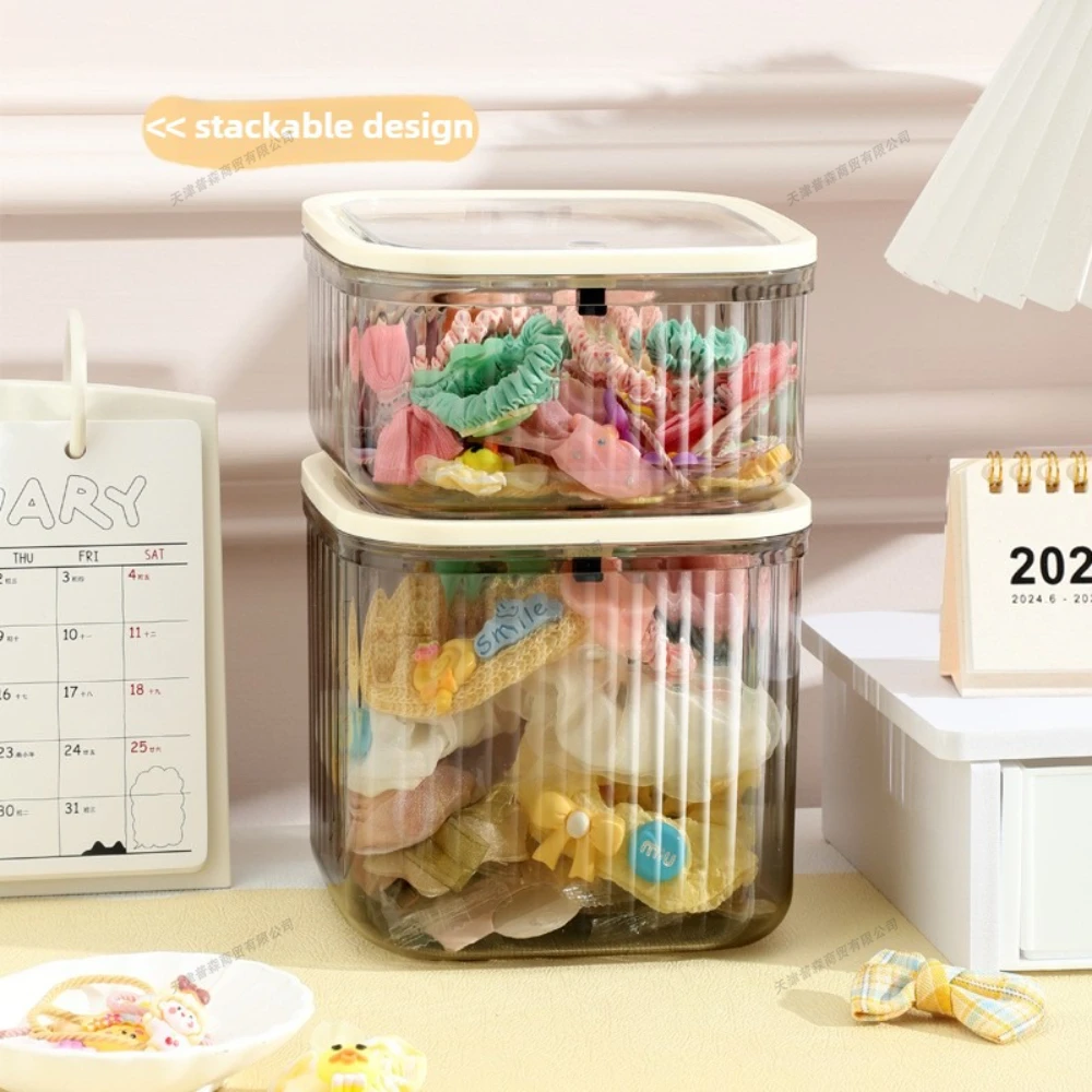 Caja de almacenamiento transparente con tapa abatible para lazos - imagen 2