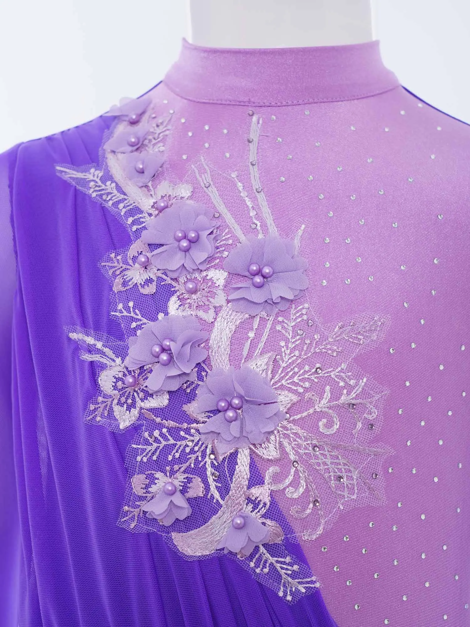 Vestido patinaje artístico niña de lentejuelas con mangas largas - imagen 5