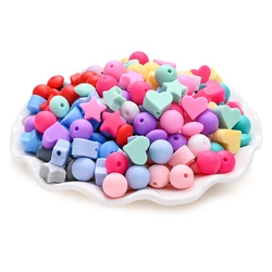 Cuentas de silicona para dentición: corazones y estrellas para collar