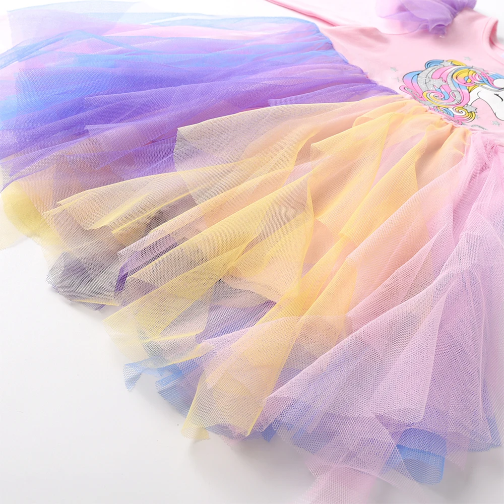 DXTON Vestido de princesa para niña con tul de unicornio - imagen 5