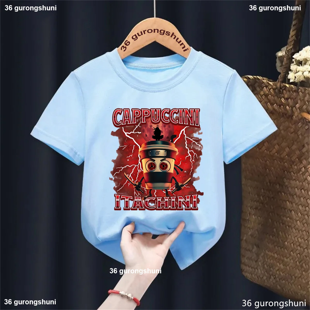 Camiseta con estampado de capuchino Itachini Coffee Ninja para niños, ropa italiana de verano para niños, camiseta para niños pequeños, camiseta de manga corta - imagen 5