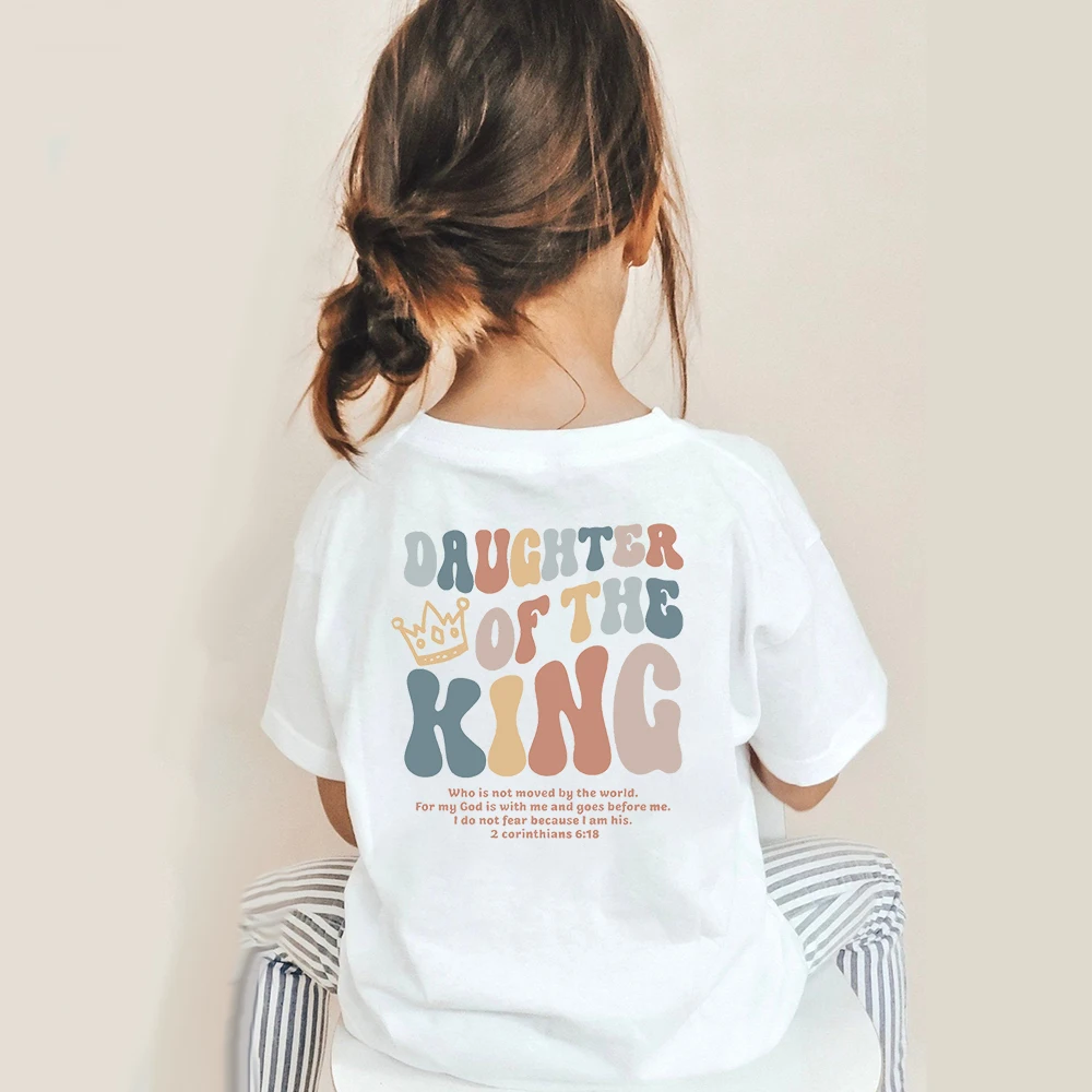 Camiseta con estampado de hija del rey para niños, camiseta de verano para niñas, camisetas de manga corta para niños, camiseta para niños pequeños, ropa Retro de moda para chicas - imagen 4