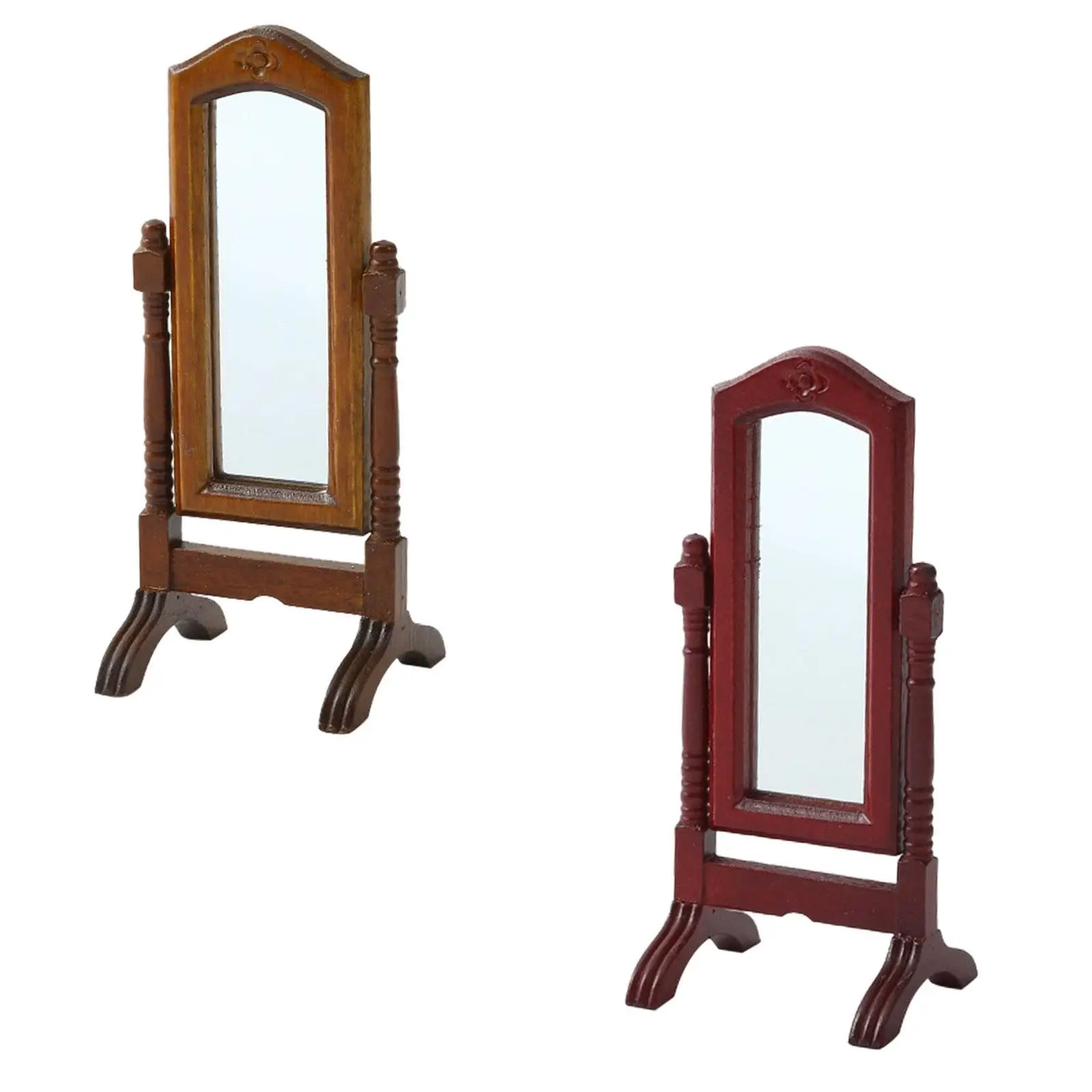Dollhouse Miniature Dressing Mirror, Wooden 1:12 Scale Doll House Accessories