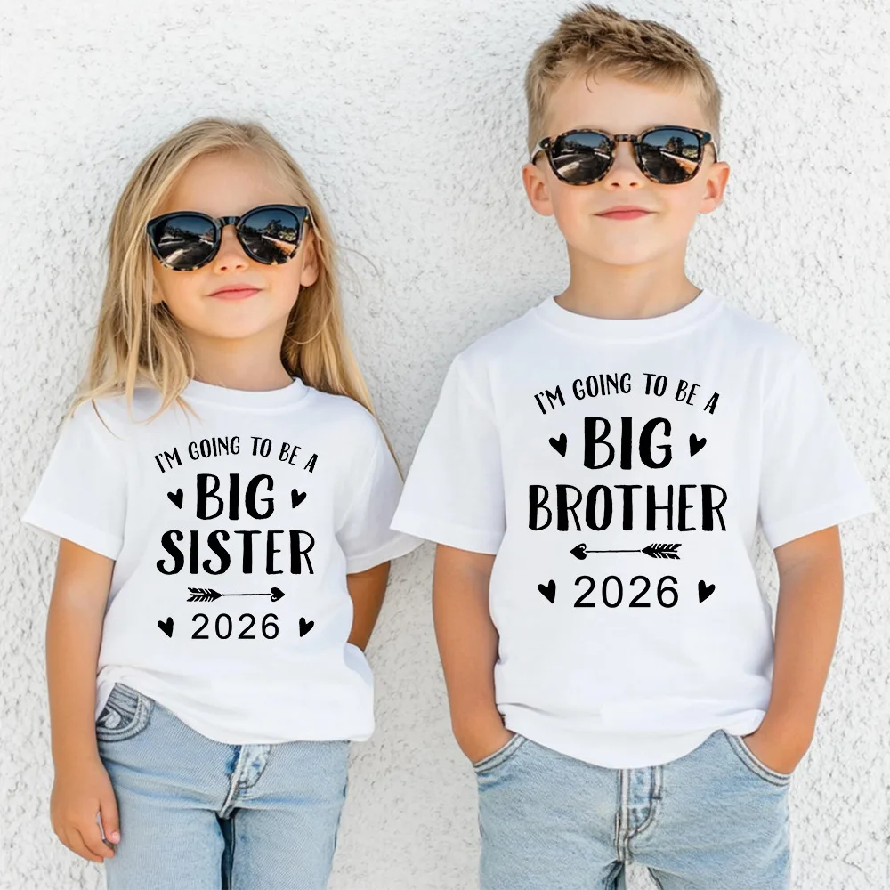 Promotado al hermano mayor, camiseta estampada para niños, traje de verano para niños, camisas de manga corta, ropa de anuncio para bebés 2026