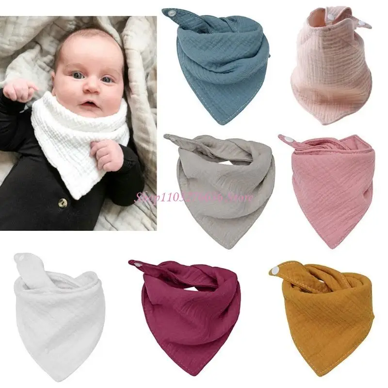 R6FD Baby Feeding Bib Bab Bab Baby Solid Color Absorbente para triángulo Bufanda Algodón suave Saliva transpirable a - imagen 3