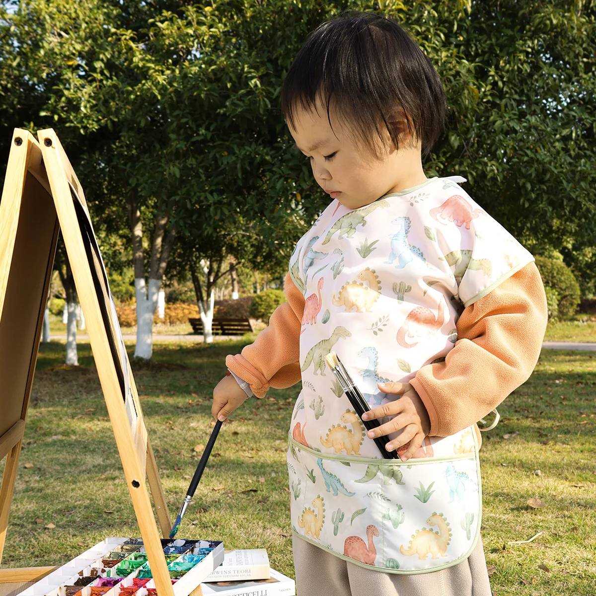 Happyflute Babero lavable reversible para niños - Suave con bolsillo
