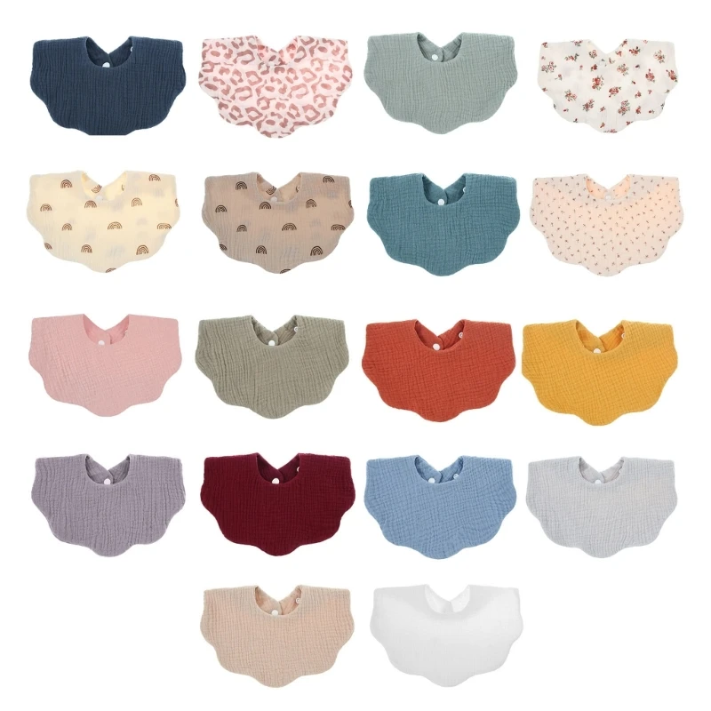 Baberos de algodón suave para bebé, babero estampado de Color sólido, paños para eructar ajustables, pañuelo, bufanda para niños, niños y niñas, toalla para alimentar Saliva