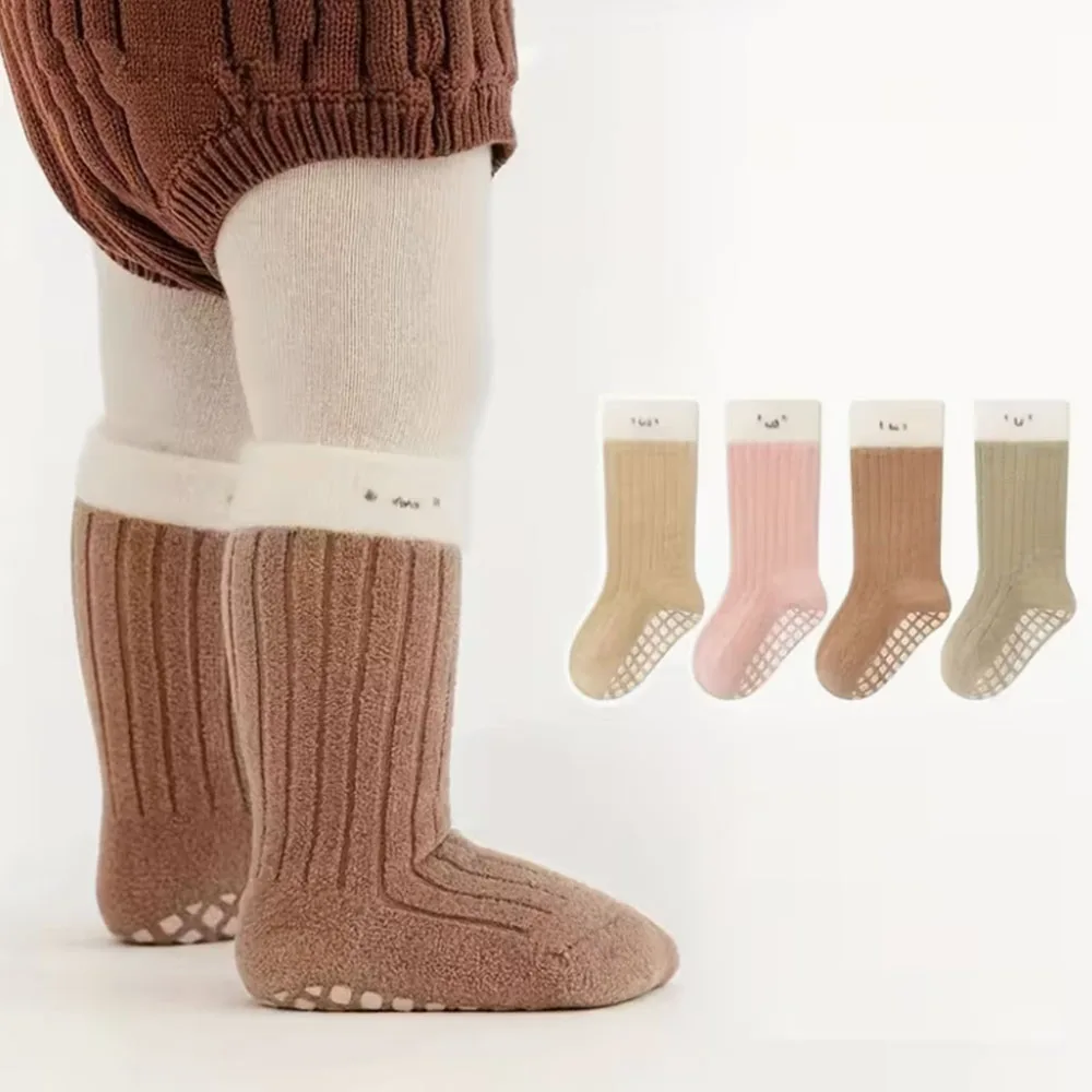 Calcetines cálidos de invierno a media pantorrilla para niños y niñas de 1 a 5 años, adecuados para calcetines antideslizantes para bebés en interiores/exteriores, tiempo frío para caminar y jugar - imagen 2