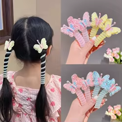 2 uds bandas de goma elásticas de mariposa para niños, lazos para el cabello con cable telefónico, diademas en espiral, cuerda para el cabello, accesorios para el cabello con cola de caballo
