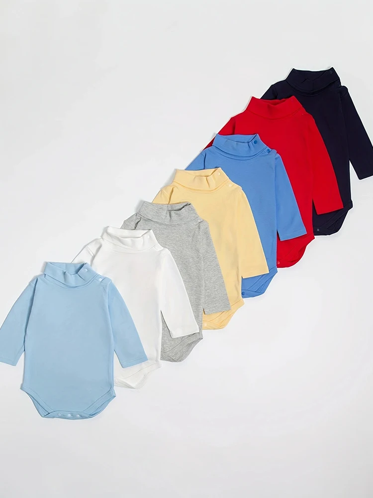 Mono triangular de manga larga y cuello alto de algodón para bebé, ropa suave y cómoda de Color sólido, 3 uds.