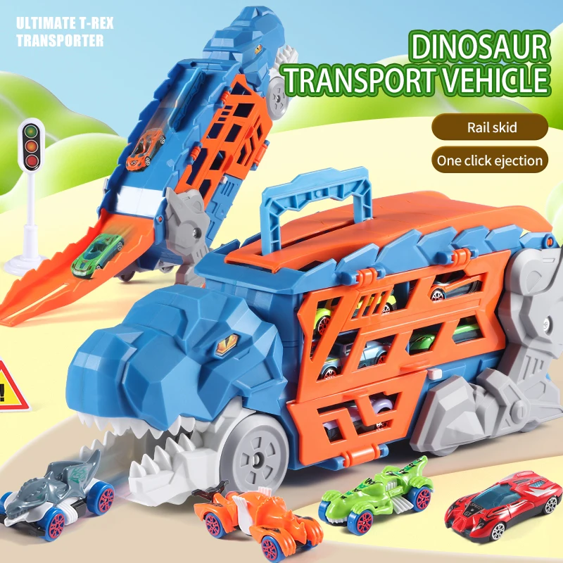 Coche-juguete de aleacion con dinosaurio Morphed para peques