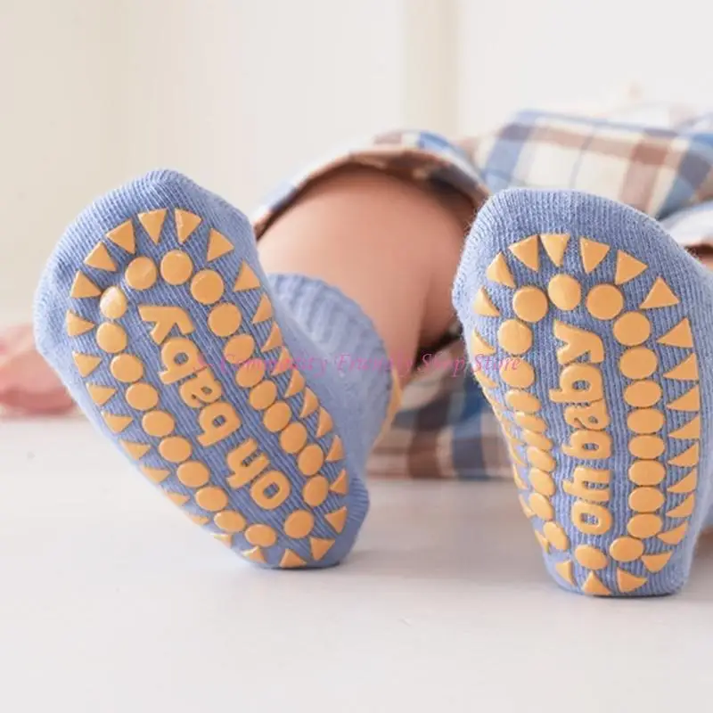 85AE 3 pares calcetines tobilleros para bebé, calcetines agarre elástico alto, calcetines con agarre para niños pequeños, - imagen 2