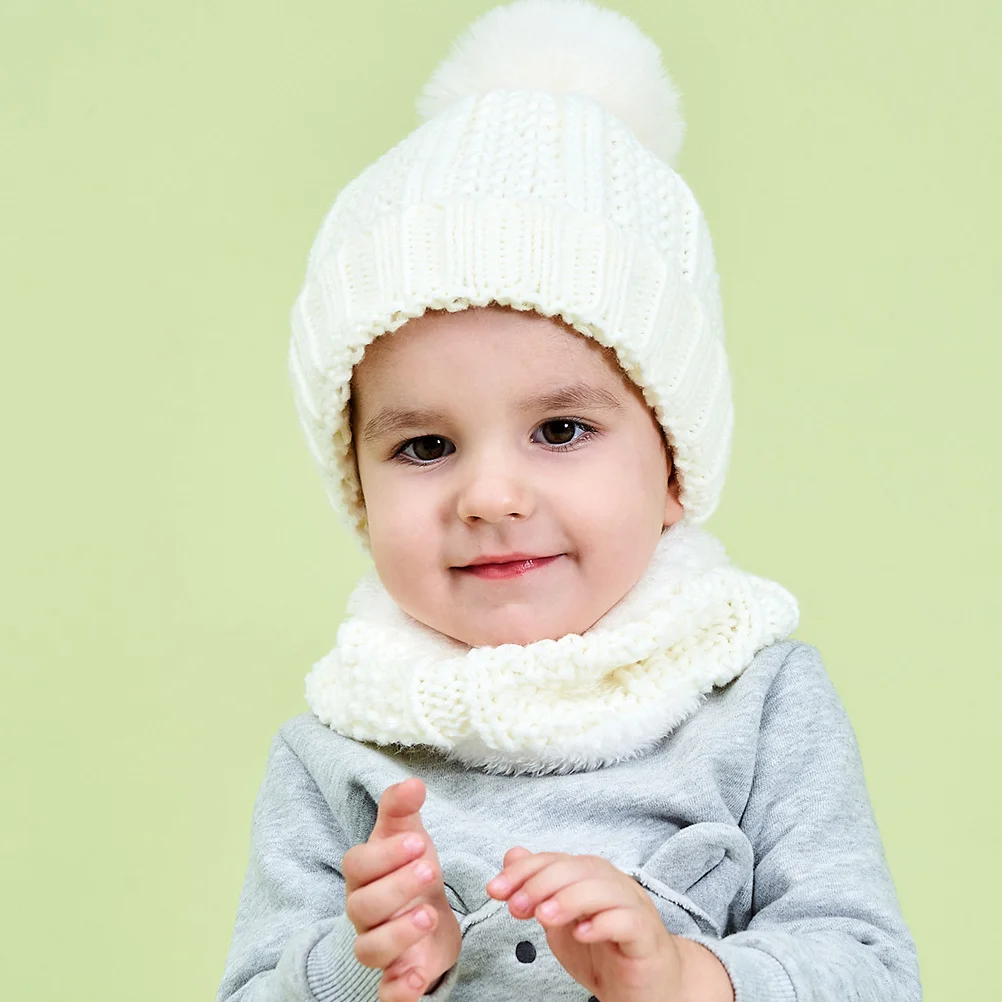 1 Juego de gorro tejido de invierno para niños, pañuelo cálido, gorro para bebé, conjunto de bufanda, forro suave, accesorios para clima frío para niños - imagen 5