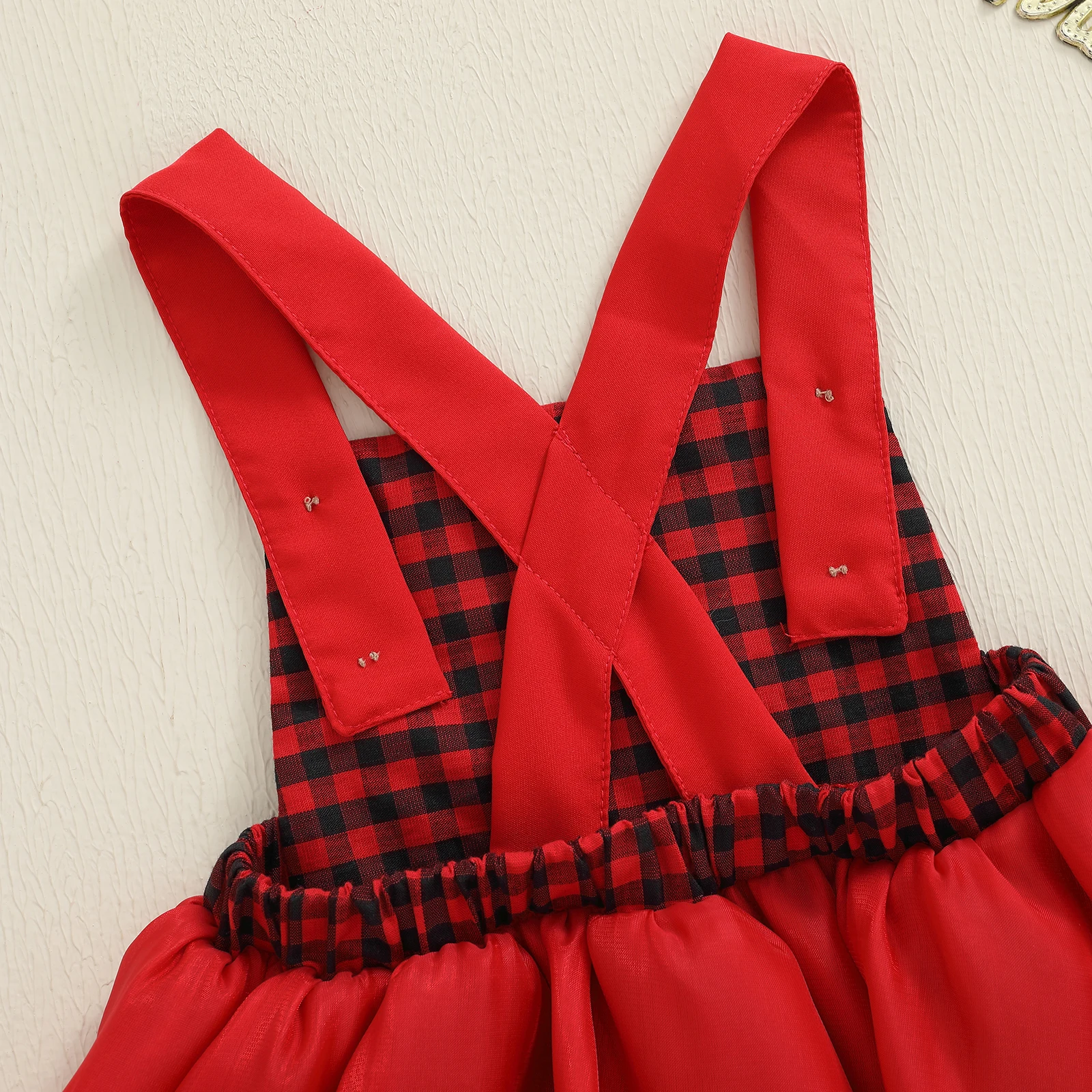 SUNSIOM Bebé Navidad Mameluco Mono Cinturón Sombrero Bordado Sin Mangas Mono A Cuadros para Niñas Infantiles - imagen 5