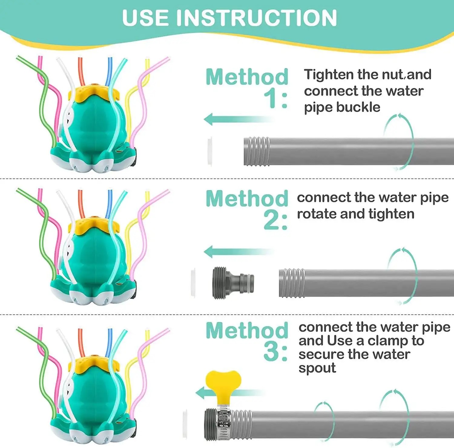 Rociador de agua al aire libre para niños y niños pequeños, juguetes de verano para exteriores, juegos de patio trasero con 8 tubos de gafas - imagen 5
