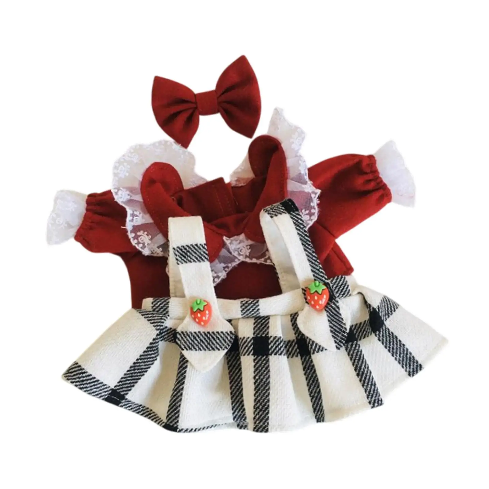 3x Dolls T Shirt and Skirt Bow Accs Costume for 38cm Dolls Birthday Gifts New Year Gifts Halloween Gifts Children's Gifts