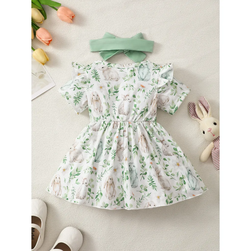 Vestido corto Floral para niña de 3 a 24M + sombreros, vestido de moda para niño niña, conjunto de 2 uds., vestido de princesa para niña pequeña, ropa - imagen 2